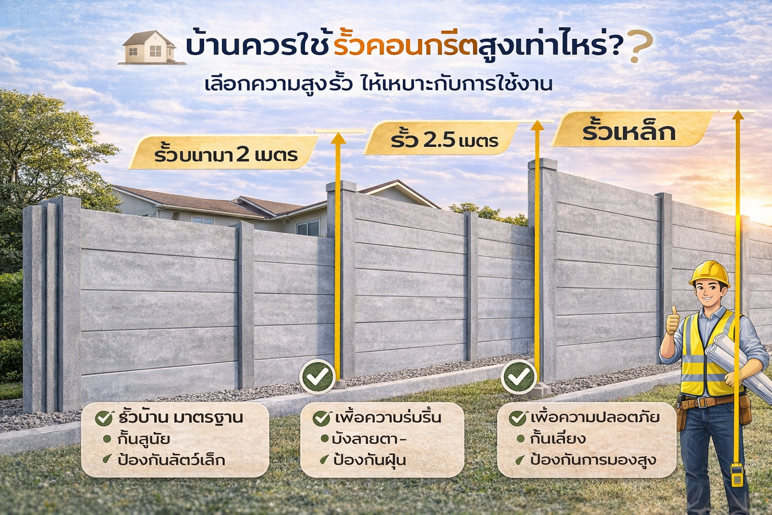 บ้านควรใช้รั้วคอนกรีตสูงเท่าไหร่