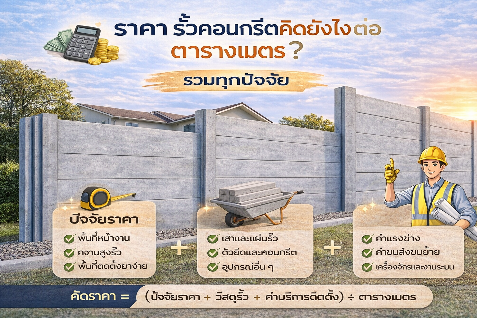 รั้วคอนกรีตคิดยังไงต่อเมตร