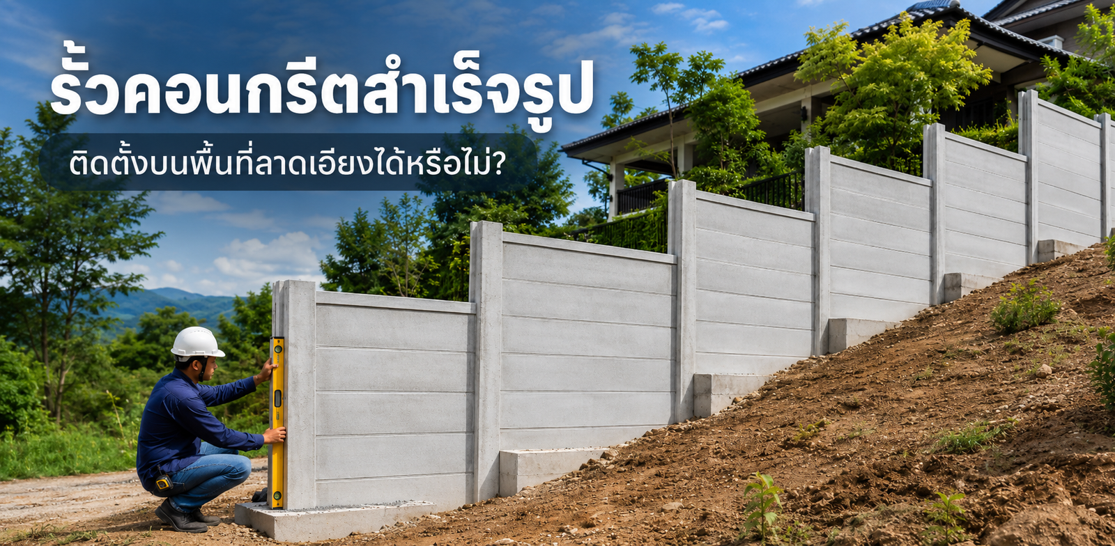 รั้วคอนกรีตสำเร็จรูปติดตั้งบนพื้นที่ลาดเอียงได้หรือไม่